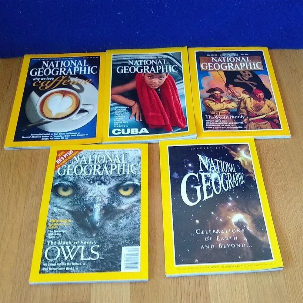 National Geographic Magazine 1991, 1999, 2000, 2002, 2005 x 5